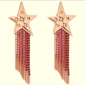Kate spade star  Rose gold long tassel colorful drop earrings